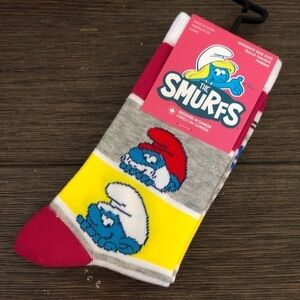 The Smurfs Woman’s one size Papa Smurf striped village crew socks